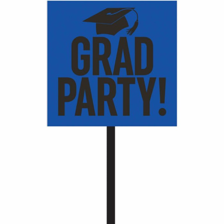 Graduation Party Supplies * | Creative Converting Cobalt Blue Graduation Yard Sign