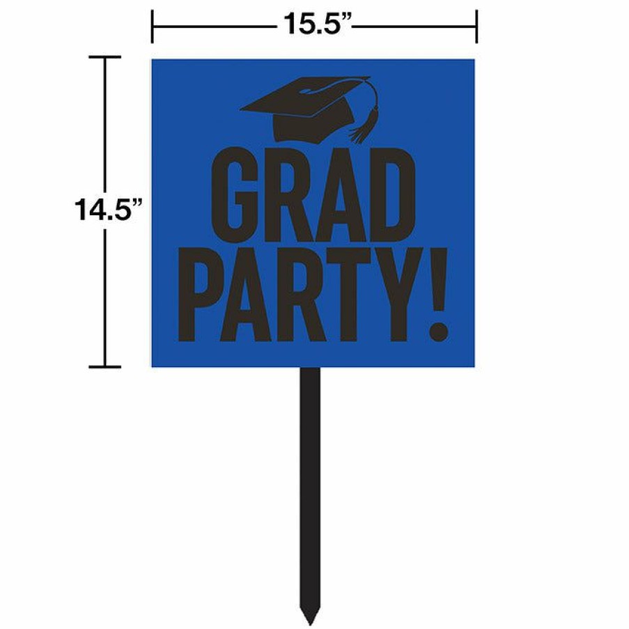 Graduation Party Supplies * | Creative Converting Cobalt Blue Graduation Yard Sign