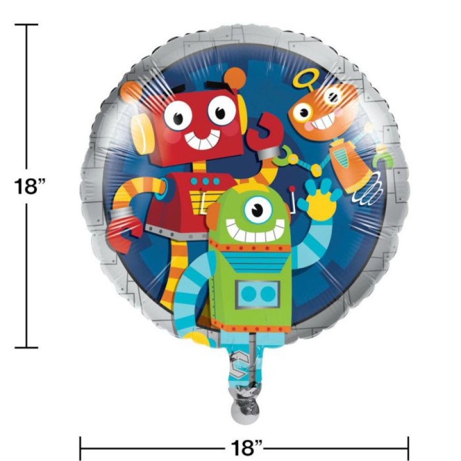 Birthdays * | Creative Converting Party Robots Metallic Balloon 18 (Case Pack Of 10)