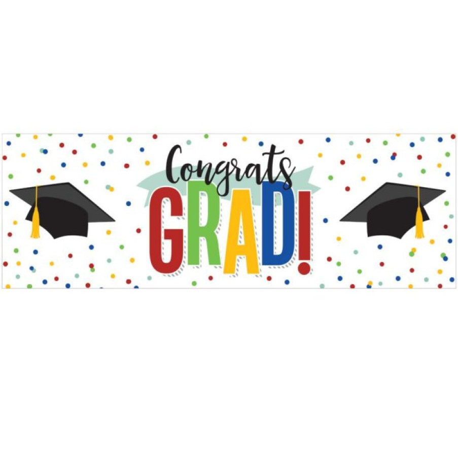 Graduation Party Supplies * | Creative Converting Colorful Grad Giant Party Banner (1/Pkg) Graduation Party Supplies