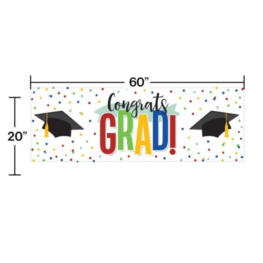 Graduation Party Supplies * | Creative Converting Colorful Grad Giant Party Banner (1/Pkg) Graduation Party Supplies