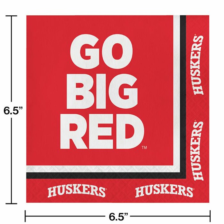 Sports * | Creative Converting Ncaa College Themed Party Decorations University Of Nebraska Napkins, 20 Ct