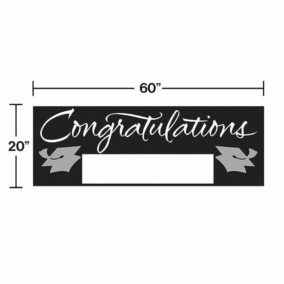 Graduation Party Supplies * | Creative Converting Black Graduation Party Banner