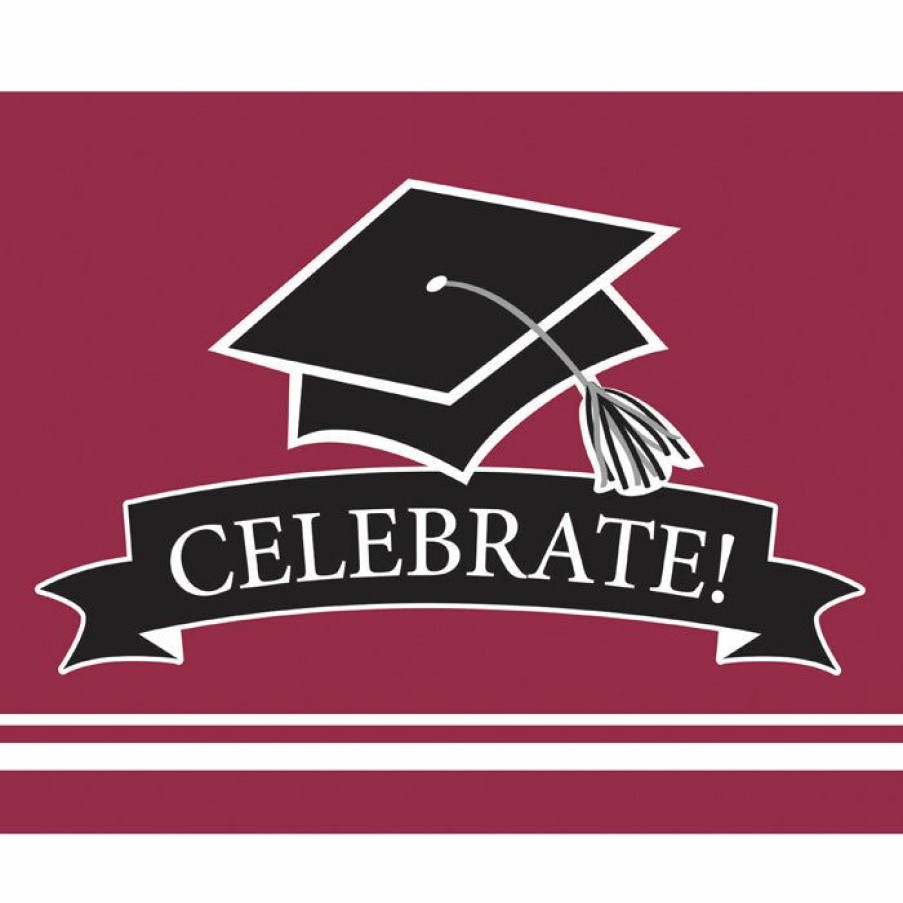 Graduation Party Supplies * | Creative Converting Graduation School Spirit Burgundy Red Invitations, 25 Ct Graduation Party Supplies