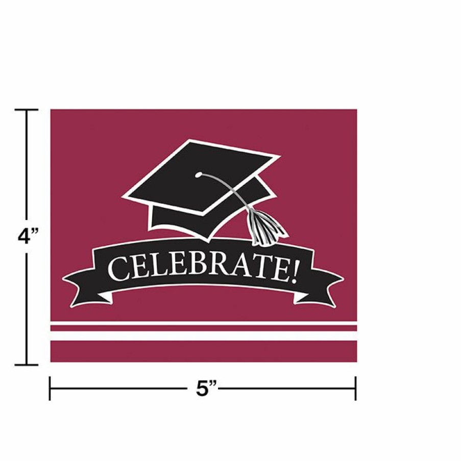 Graduation Party Supplies * | Creative Converting Graduation School Spirit Burgundy Red Invitations, 25 Ct Graduation Party Supplies