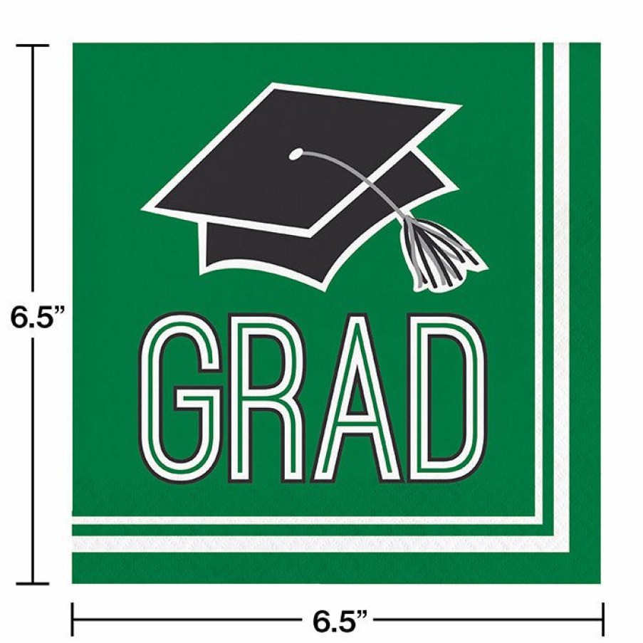 Graduation Party Supplies * | Creative Converting Graduation School Spirit Green Napkins, 36 Ct