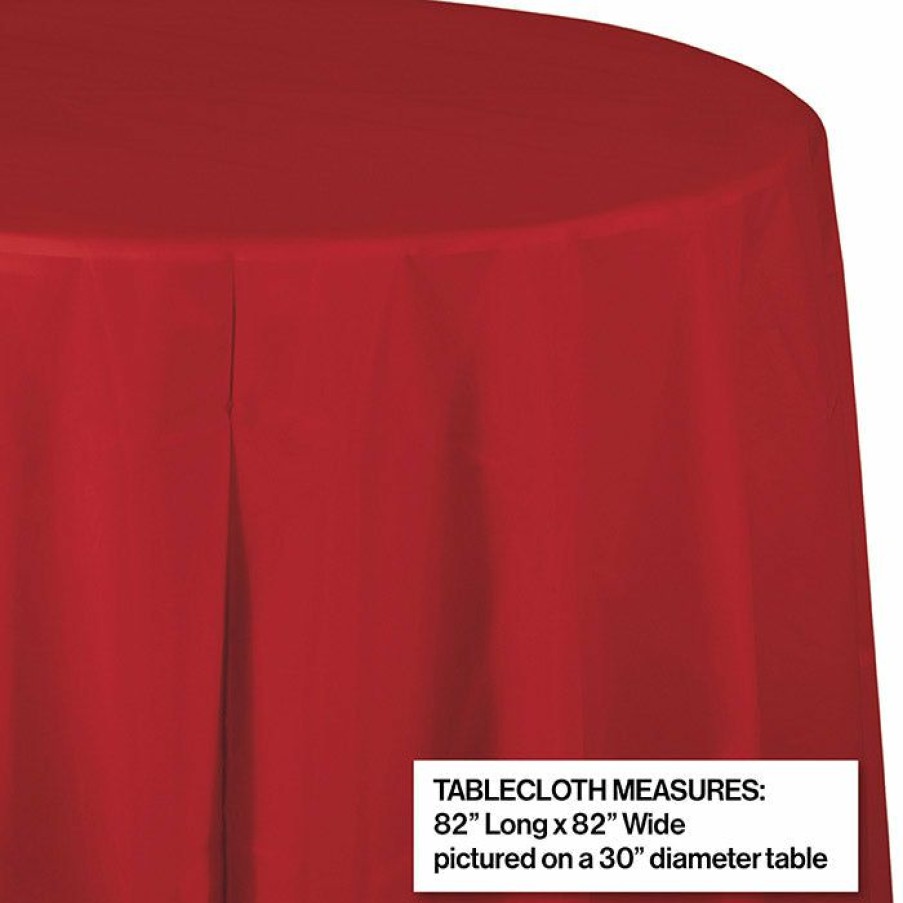 Solid Color Tableware * | Creative Converting Classic Red Tablecover, Octy Round 82 Plastic