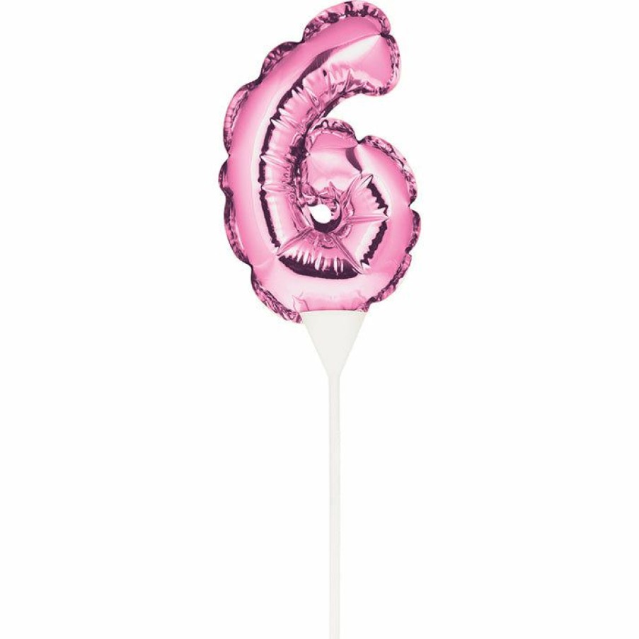 General Decorations * | Creative Converting General Decorations Pink 6 Number Balloon Cake Topper (12/Case)