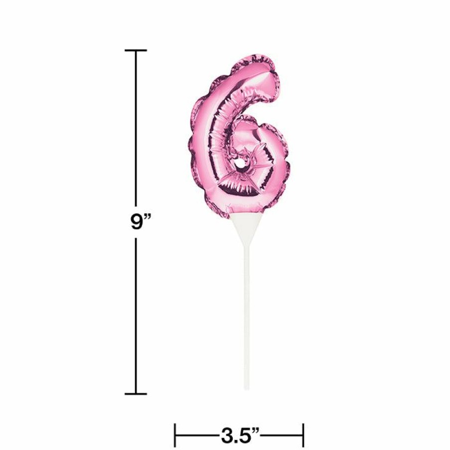 General Decorations * | Creative Converting General Decorations Pink 6 Number Balloon Cake Topper (12/Case)