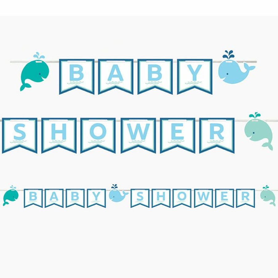 Baby Showers * | Creative Converting Baby Showers Lil' Spout Blue Ribbon Banner Shaped (6/Case)