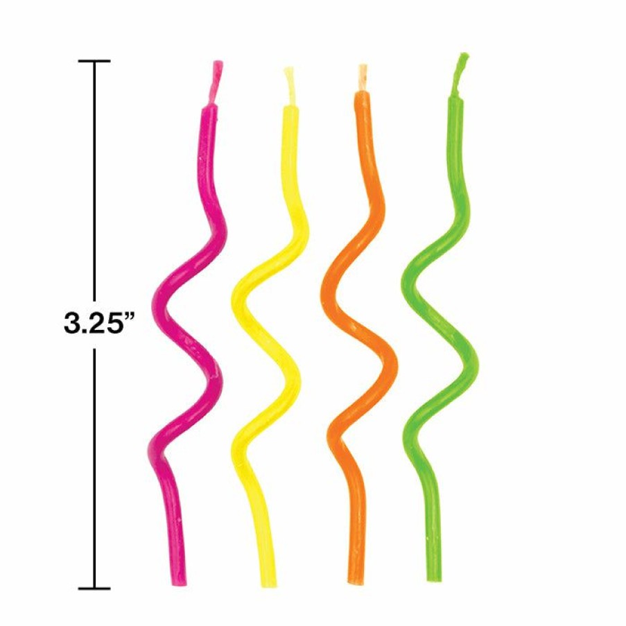 Birthdays * | Creative Converting Birthday Party Candles Neon Curly Candles, 12 Ct