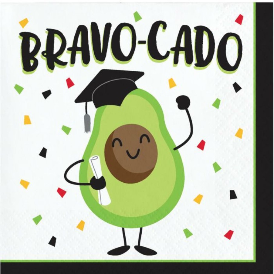 Graduation Party Supplies * | Creative Converting Graduation Fun Beverage Napkin, Bravocado (16/Pkg)