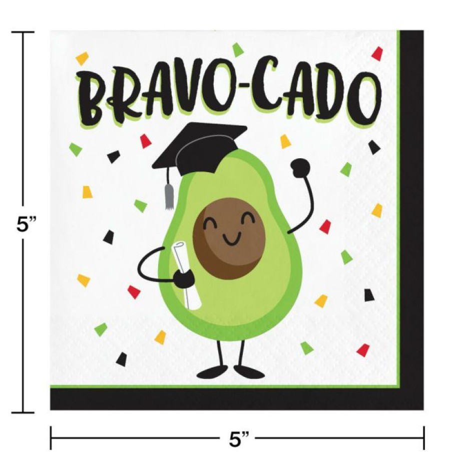 Graduation Party Supplies * | Creative Converting Graduation Fun Beverage Napkin, Bravocado (16/Pkg)