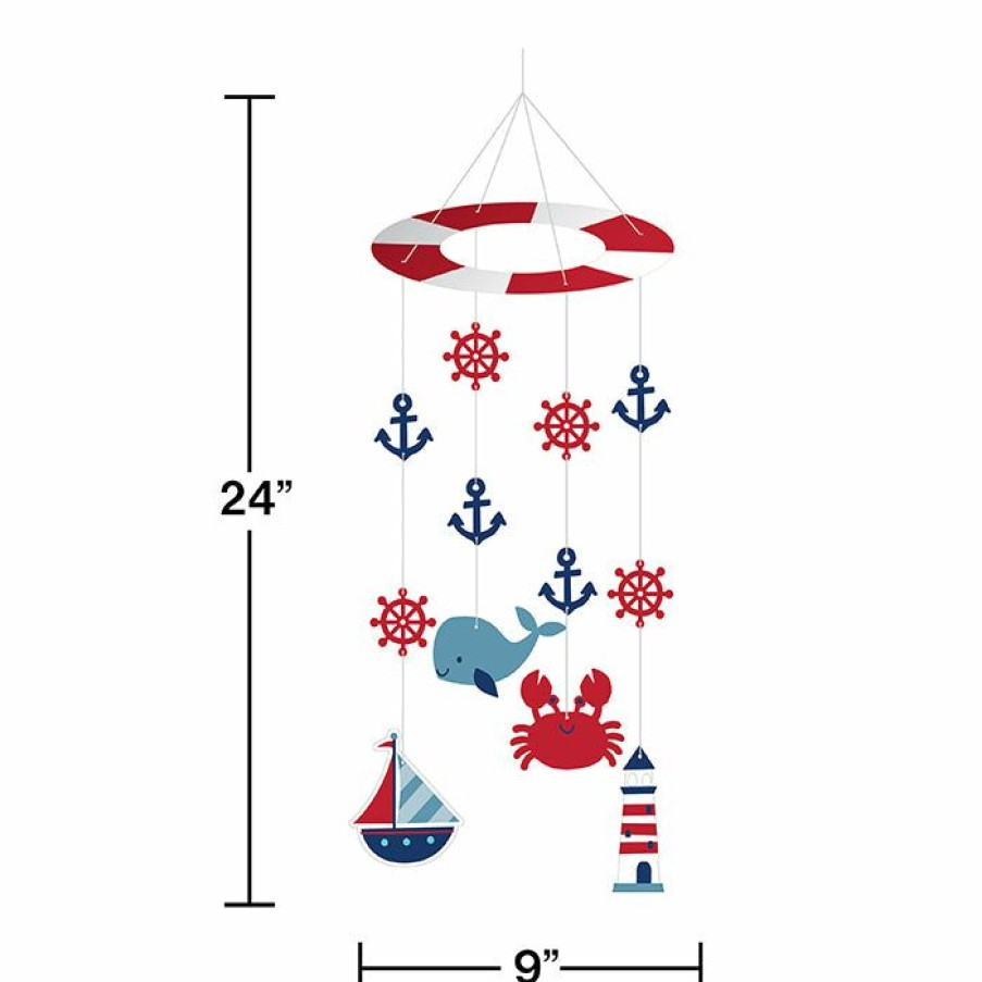 Baby Showers * | Creative Converting Baby Showers Nautical Baby Shower Hanging Mobiles 6 Ct