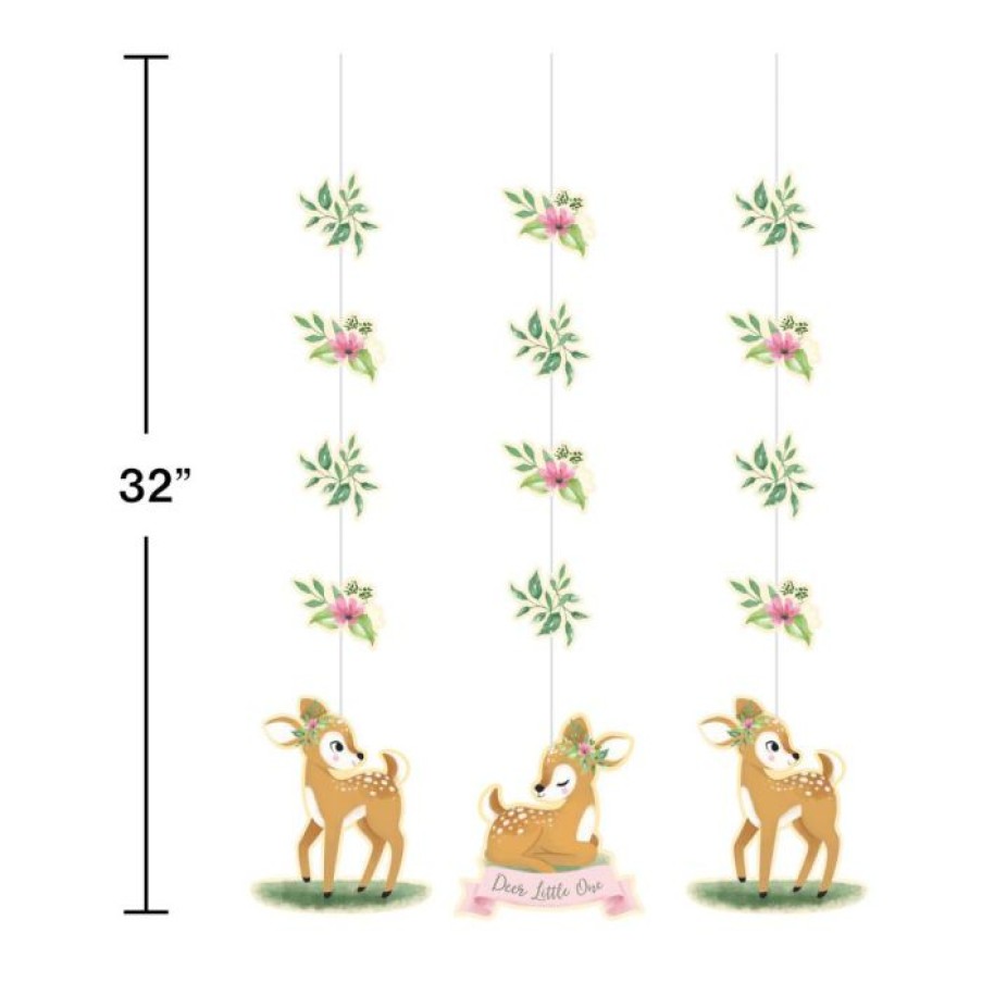 Birthdays * | Creative Converting Deer Little One Hanging Cutouts (3/Pkg) Kids Birthday Party Themes