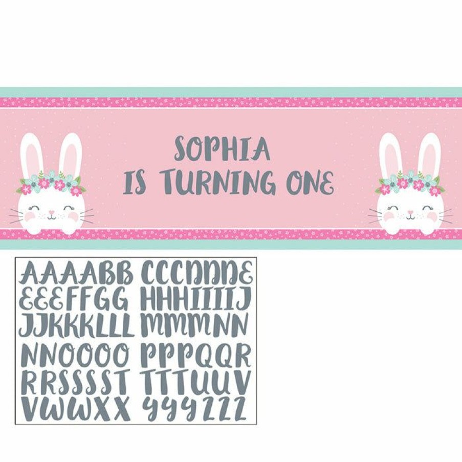 Birthdays * | Creative Converting 1St Birthday Party Themes Birthday Bunny Giant Party Banner W/ Stck