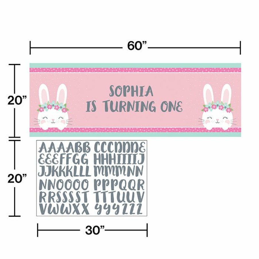 Birthdays * | Creative Converting 1St Birthday Party Themes Birthday Bunny Giant Party Banner W/ Stck