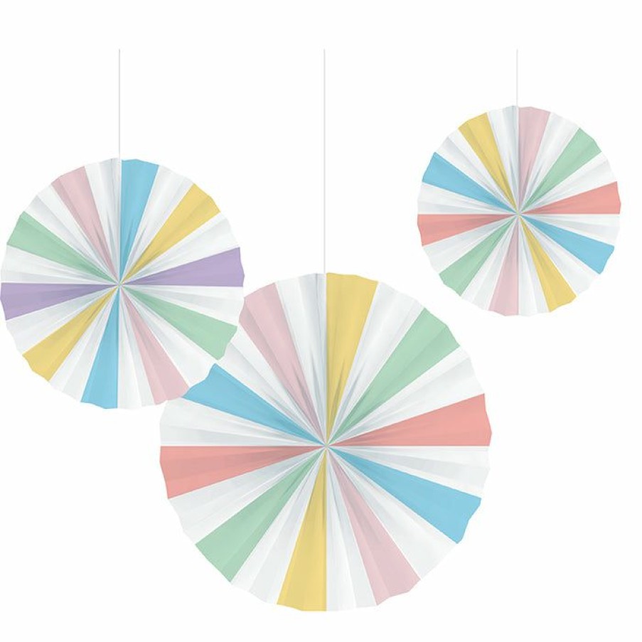 Themed Tableware * | Creative Converting Pastel Celebrations Paper Fans, 16 , 12 , 10 3Ct