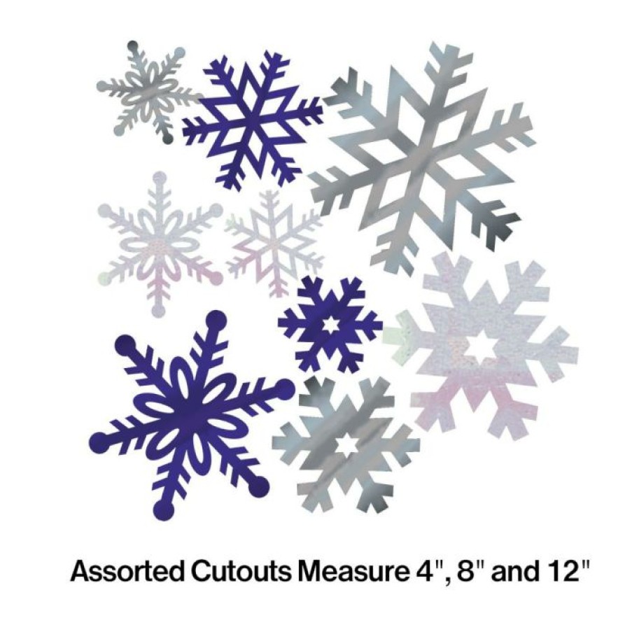 Holidays * | Creative Converting Foil Snowflake Cutouts, 12 Ct Christmas Party Supplies