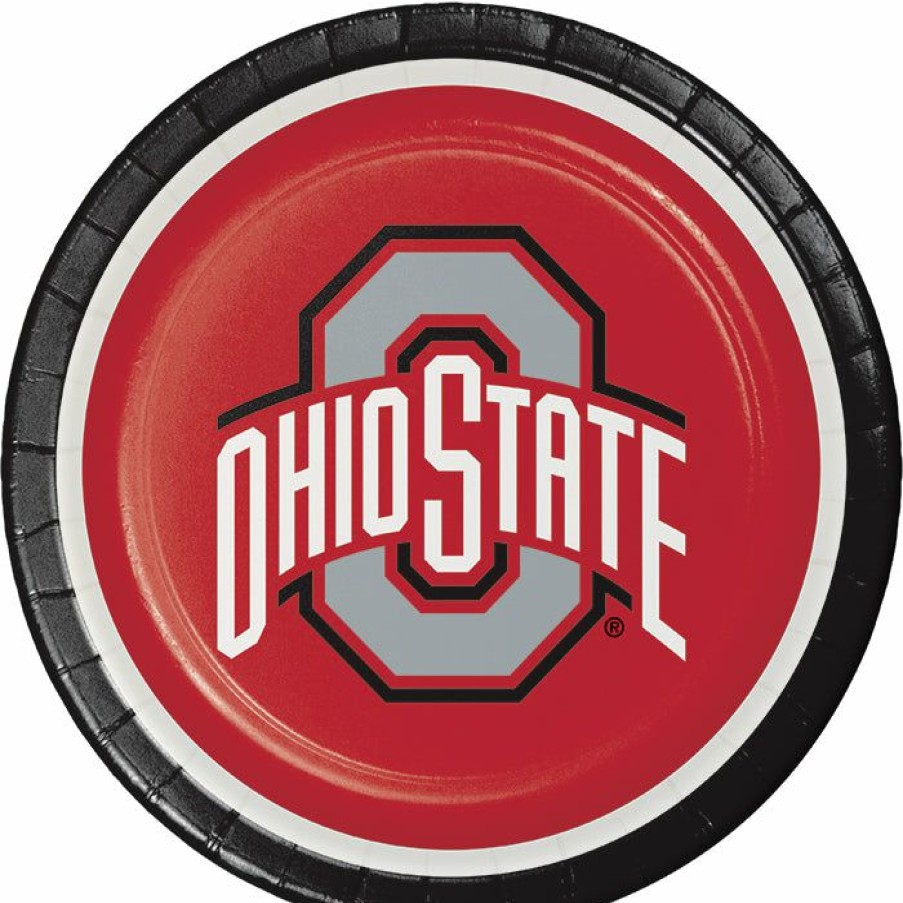 Sports * | Creative Converting Ncaa College Themed Party Decorations Ohio State University Paper Plates, 8 Ct