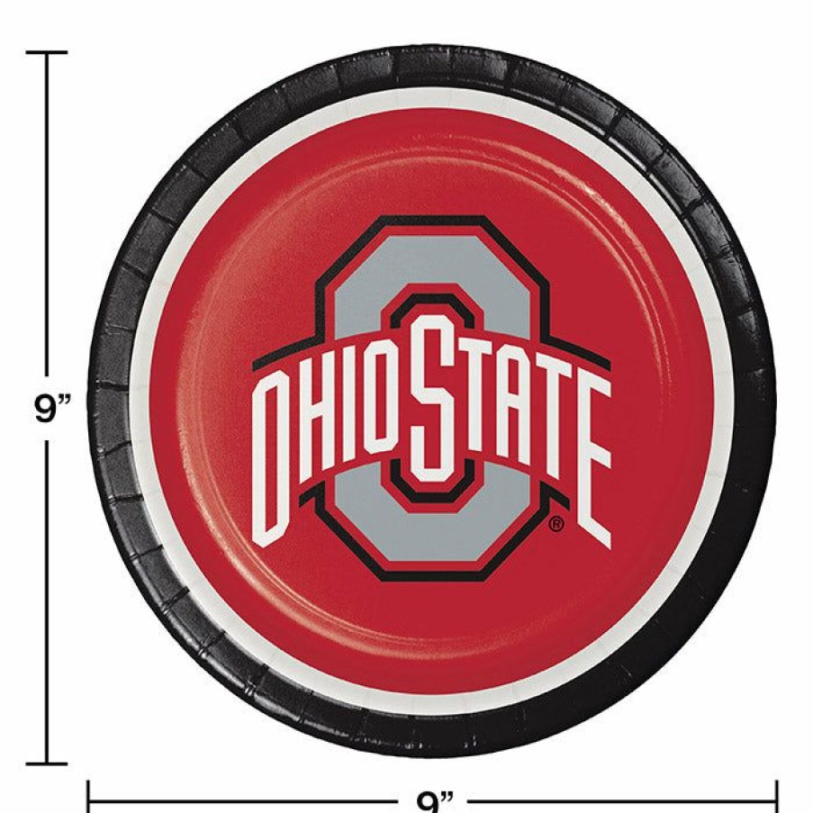 Sports * | Creative Converting Ncaa College Themed Party Decorations Ohio State University Paper Plates, 8 Ct