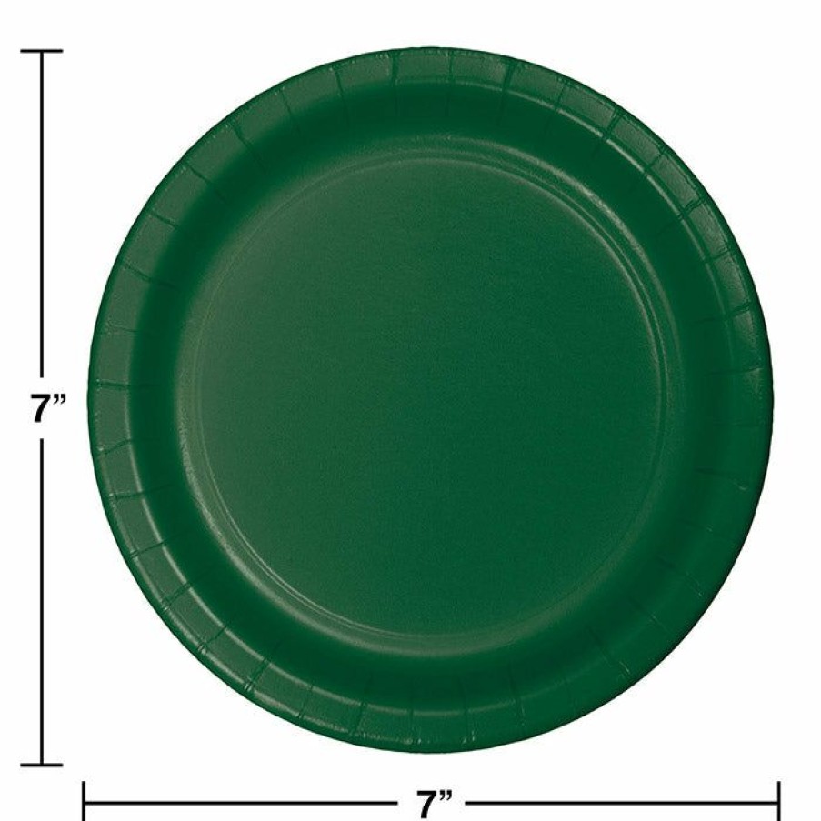 Solid Color Tableware * | Creative Converting Hunter Green Dessert Plates, 24 Ct Solid Color Tableware