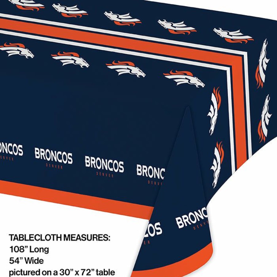 Sports * | Creative Converting Denver Broncos Plastic Table Cover, 54 X 102