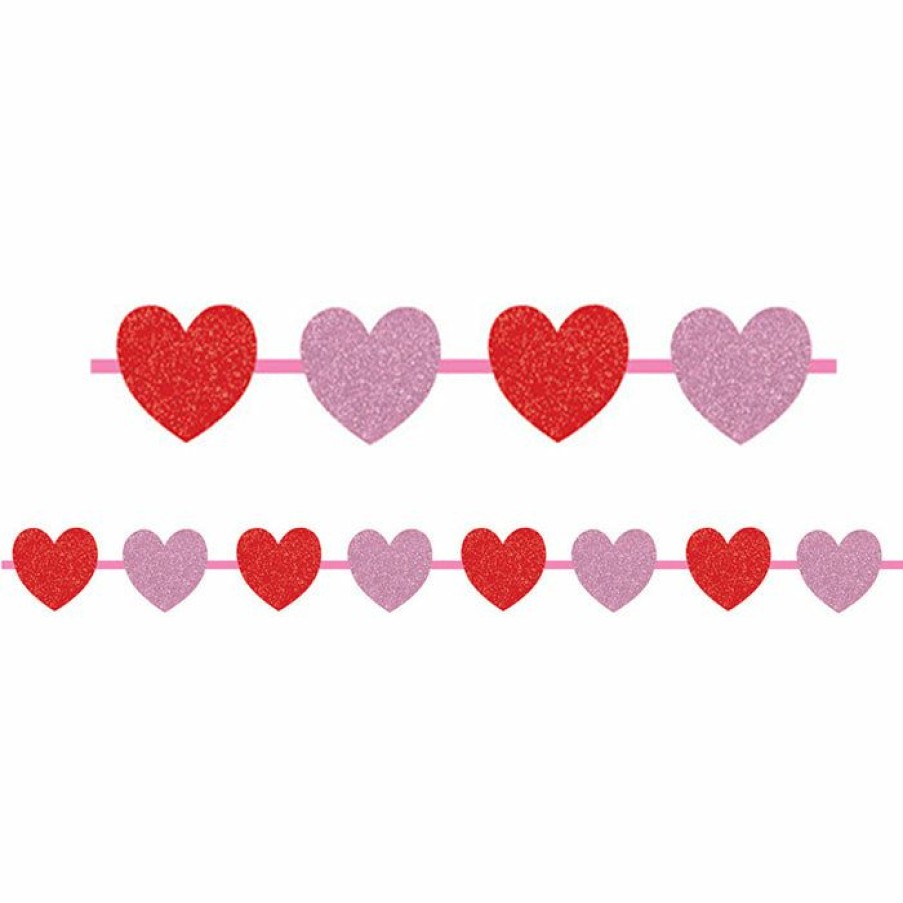 Holidays * | Creative Converting Glitter Hearts Ribbon Garland Valentine'S Day Party Decorations