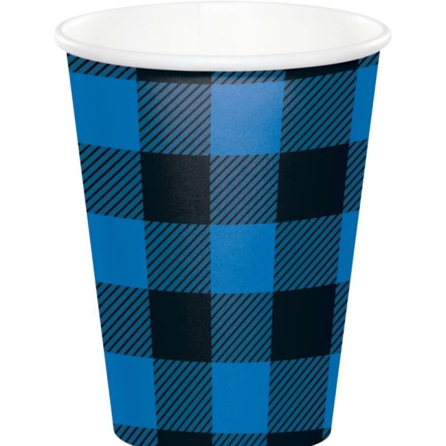 Themed Tableware * | Creative Converting Blue Black Buffalo Plaid Hot/Cold Cup 9Oz. (8/Pkg)