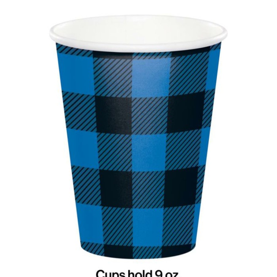 Themed Tableware * | Creative Converting Blue Black Buffalo Plaid Hot/Cold Cup 9Oz. (8/Pkg)