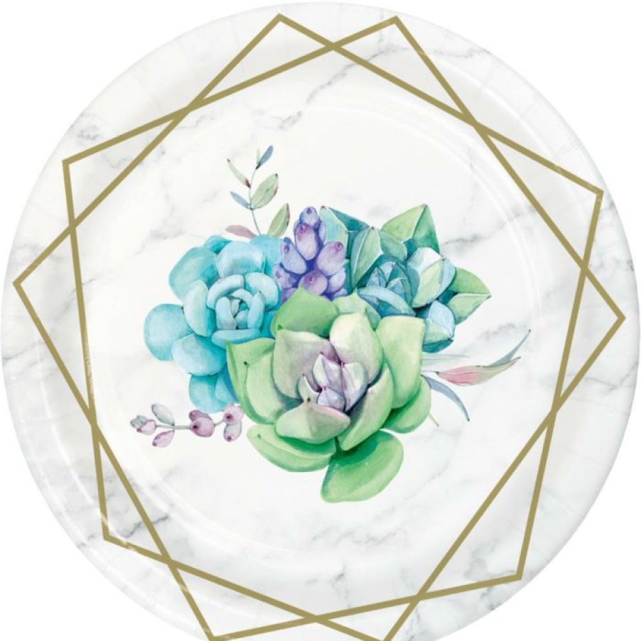 Themed Tableware * | Creative Converting Themed Tableware Geometric Succulents Dessert Plates, 8 Ct