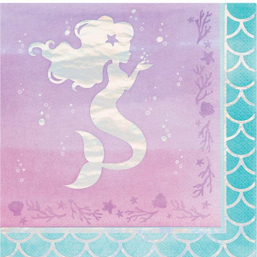 Birthdays * | Creative Converting Iridescent Mermaid Party Napkins, 16 Ct Kids Birthday Party Themes