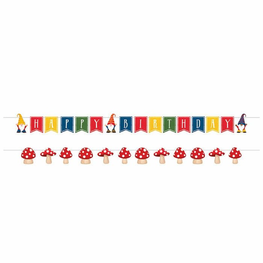 Birthdays * | Creative Converting Kids Birthday Party Themes Party Gnomes Shaped Banner W/ String, 2 Pack 2Ct