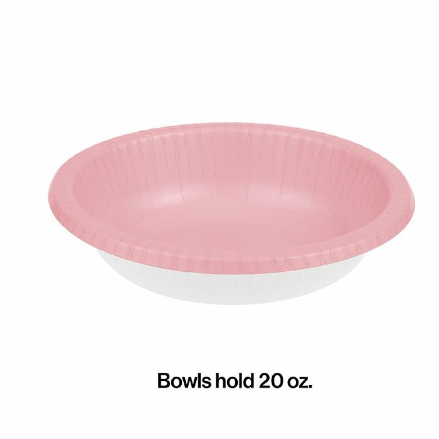 Solid Color Tableware * | Creative Converting Classic Pink Paper Bowls 20 Oz., 20 Ct Solid Color Tableware