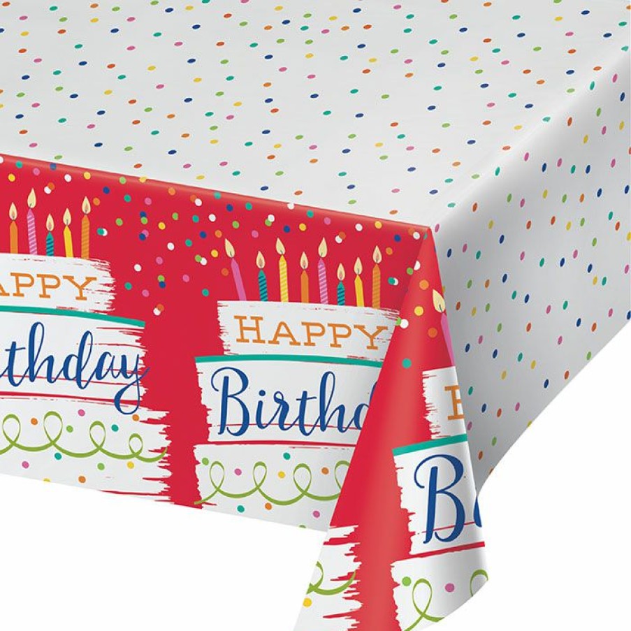 Birthdays * | Creative Converting Festive Cake Tablecover, Paper 1Ct Adult Birthday Party Themes