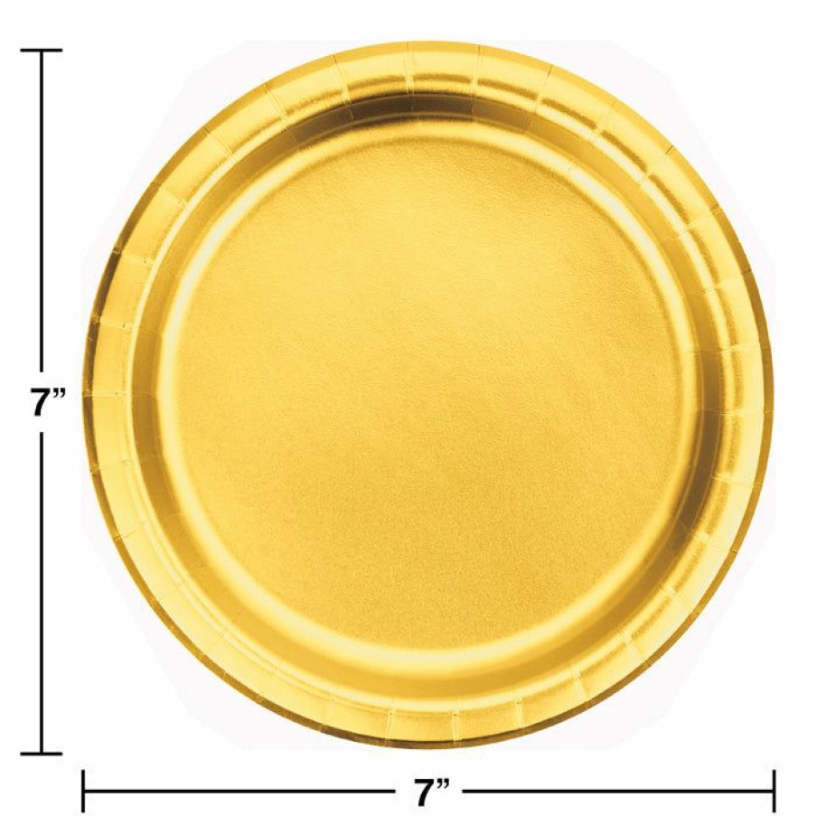 Bridal And Wedding * | Creative Converting Gold Foil Dessert Plates, Pack Of 8