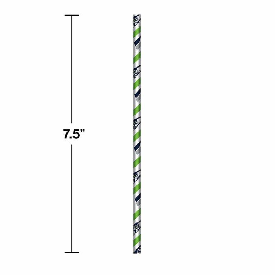 Sports * | Creative Converting Seattle Seahawks Paper Straws, 24 Ct Nfl And Football Party Supplies