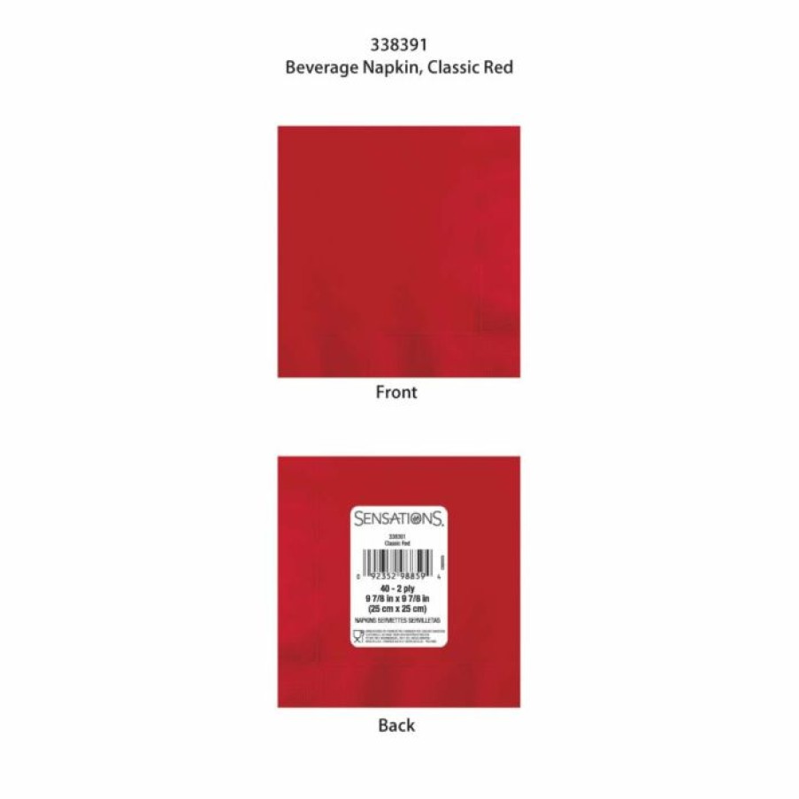 Solid Color Tableware * | Creative Converting Classic Red 40Ct 2Ply Beverage Napkin (40/Pkg)