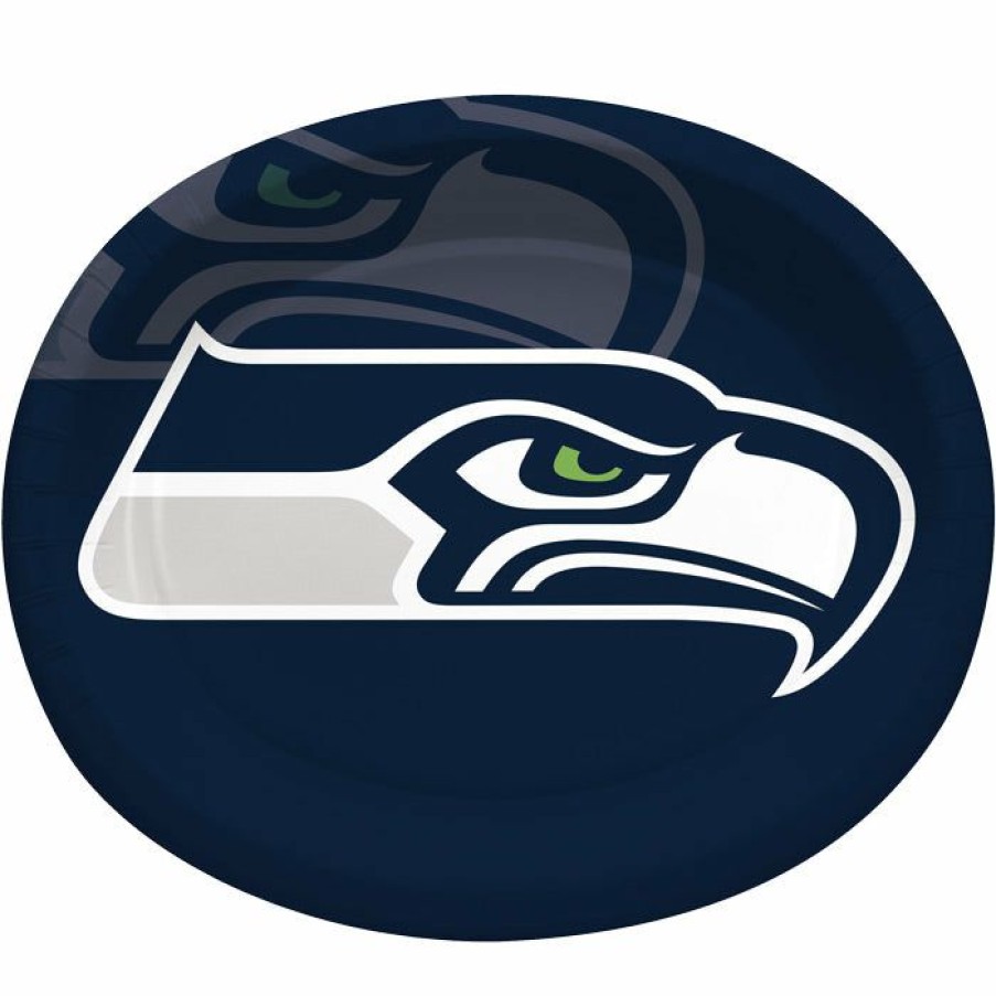 Sports * | Creative Converting Seattle Seahawks Oval Platter 10 X 12 , 8 Ct Nfl And Football Party Supplies