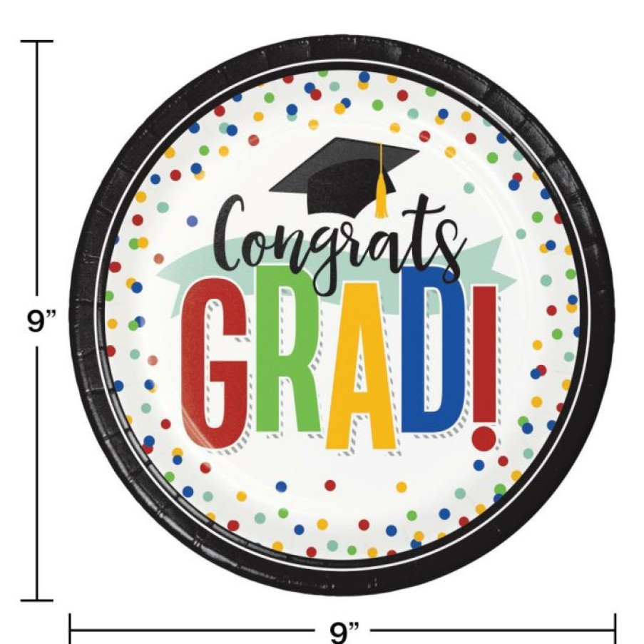 Graduation Party Supplies * | Creative Converting Colorful Grad Dinner Plate (8/Pkg)