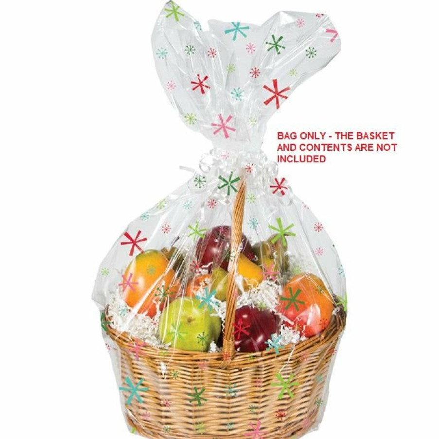 Holidays * | Creative Converting Bright Snowflakes Basket Bag