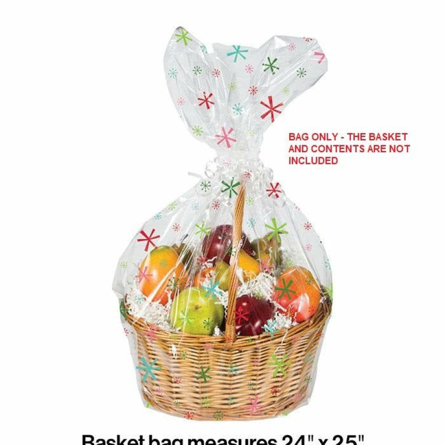 Holidays * | Creative Converting Bright Snowflakes Basket Bag