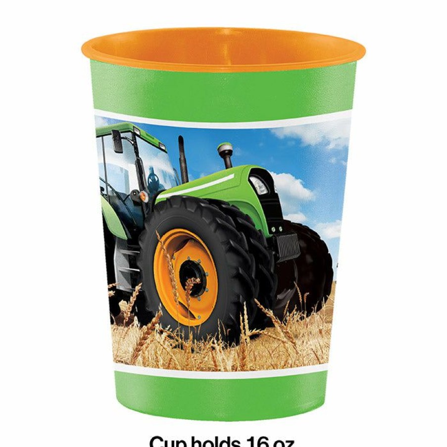 Birthdays * | Creative Converting Tractor Time Plastic Keepsake Cup 16 Oz.