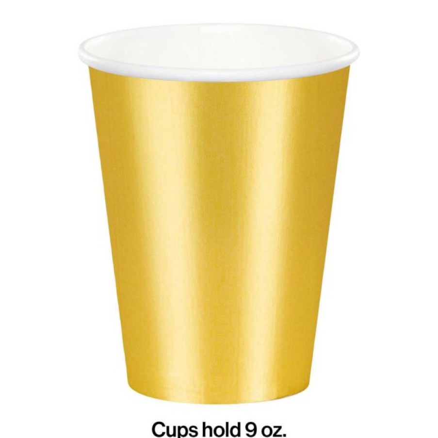 Solid Color Tableware * | Creative Converting Gold Foil 9 Oz Paper Cups, 8 Ct