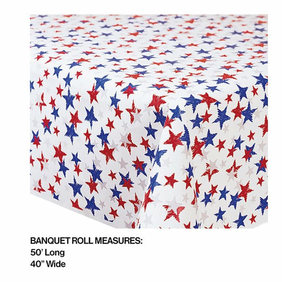 Holidays * | Creative Converting Patriotic Banquet Roll, Rwb Stars 40 X 50