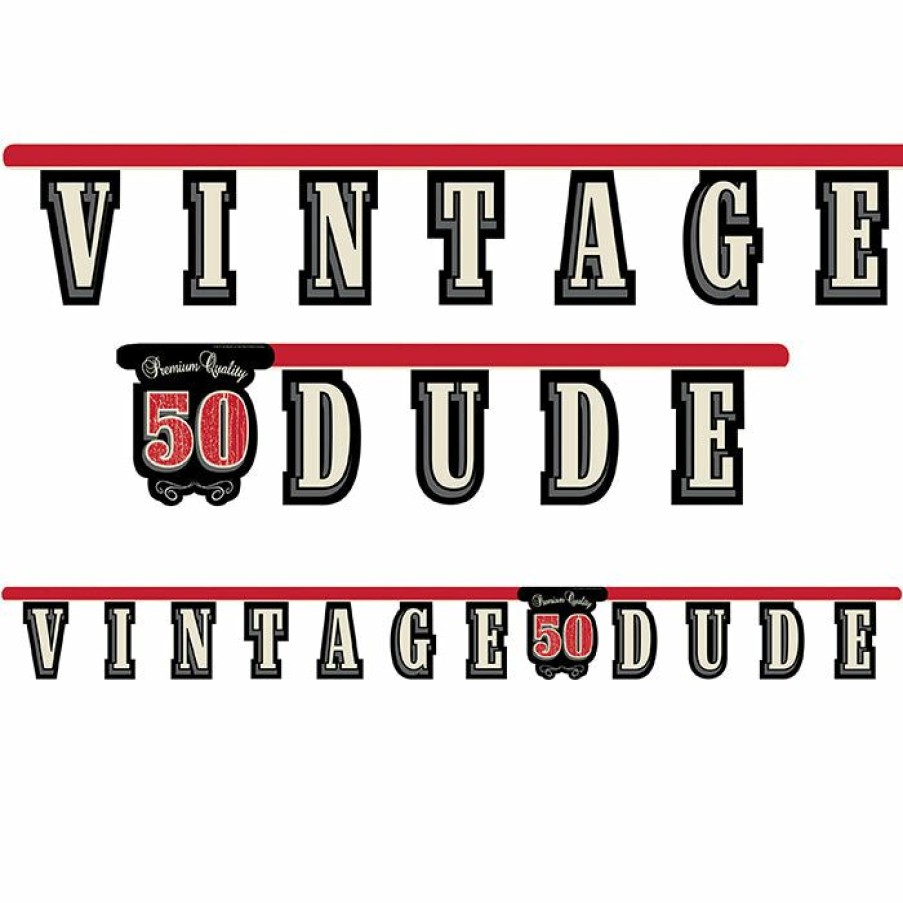 Birthdays * | Creative Converting Adult Birthday Party Themes Vintage Dude 50Th Birthday Banner