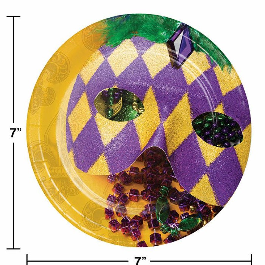 Holidays * | Creative Converting Masks Of Mardi Gras Dessert Plates, 8 Ct