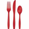 Solid Color Tableware * | Creative Converting Classic Red Assorted Plastic Cutlery, 24 Ct Solid Color Tableware