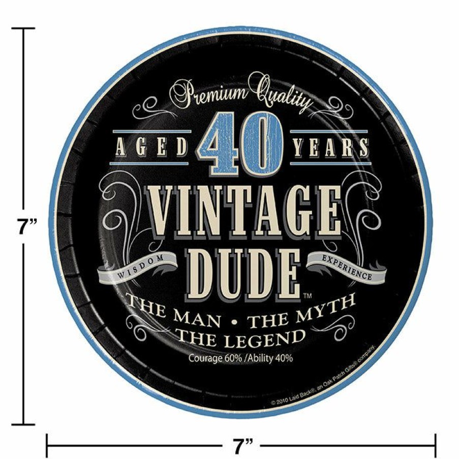 Birthdays * | Creative Converting Vintage Dude 40Th Birthday Dessert Plates, 8 Ct