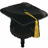 Graduation Party Supplies * | Creative Converting Graduation Metallic Balloon,22 Mortarboard Black